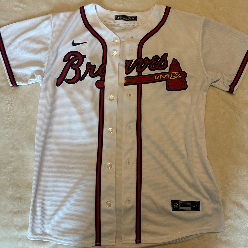Nike Braves White and Red Jersey